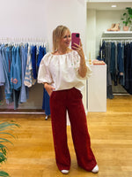 Burgundy textured pants pre-order