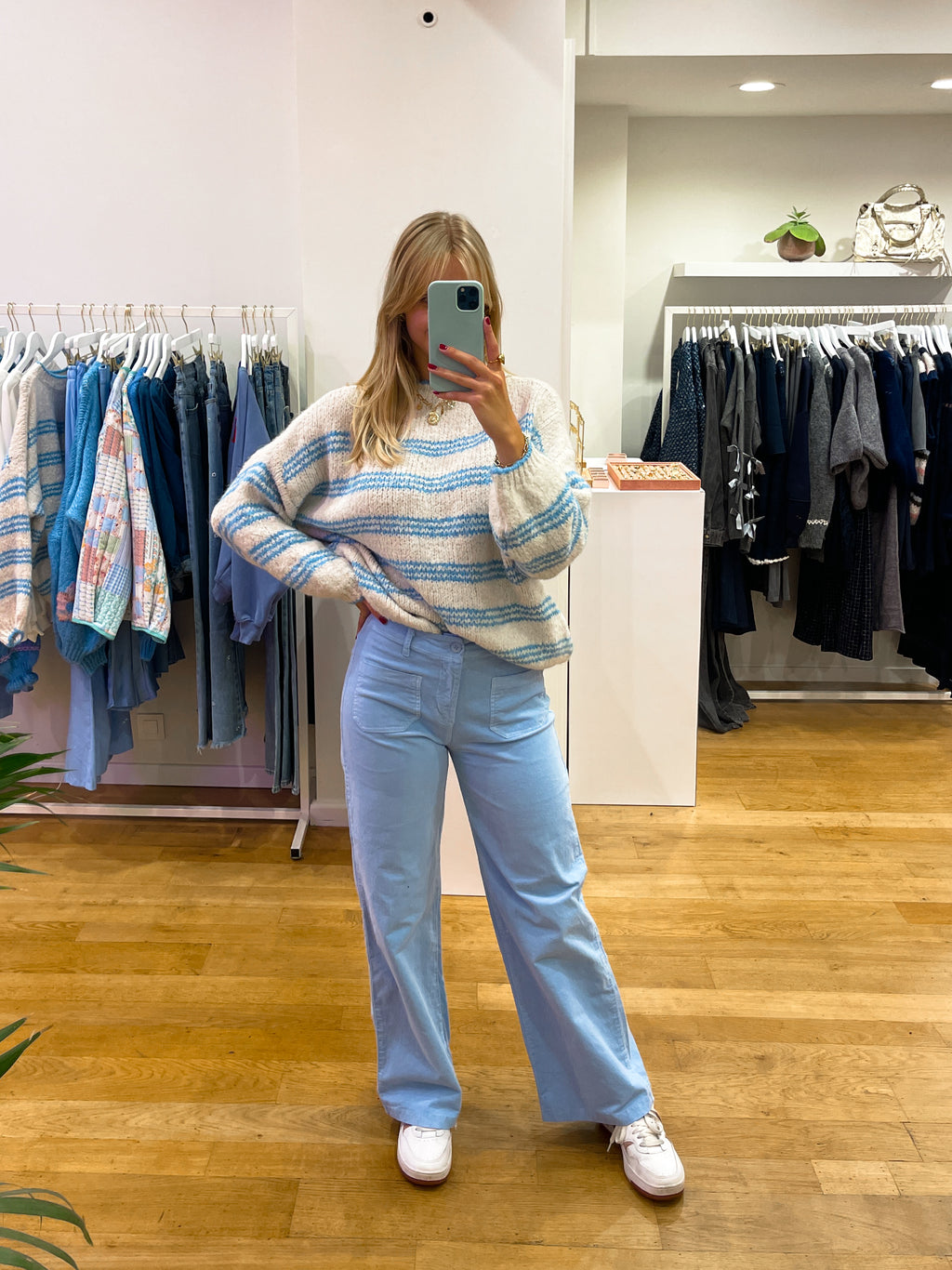 Striped cosy sweater blue