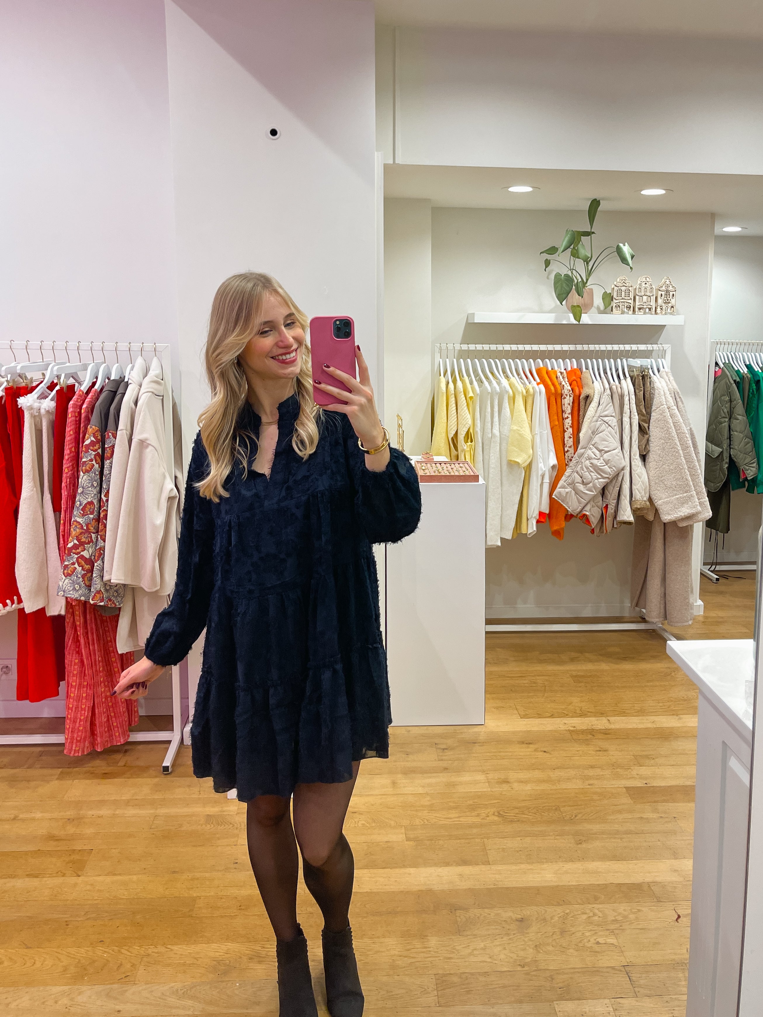 Navy fluffy dress