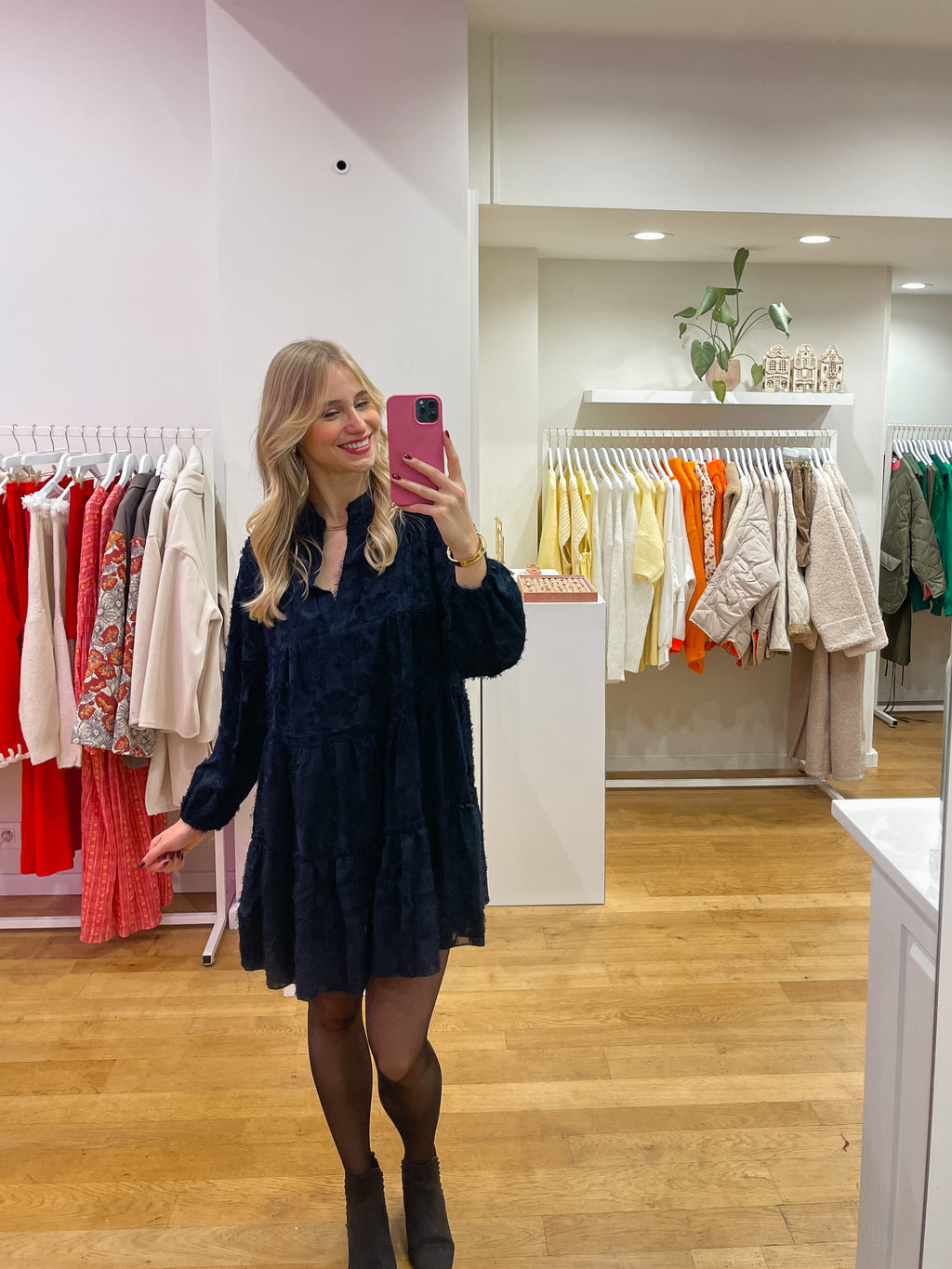 Navy fluffy dress