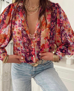 Retro flower blouse