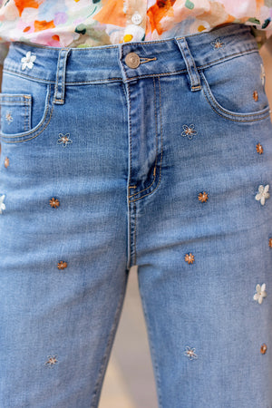 Winter flower jeans